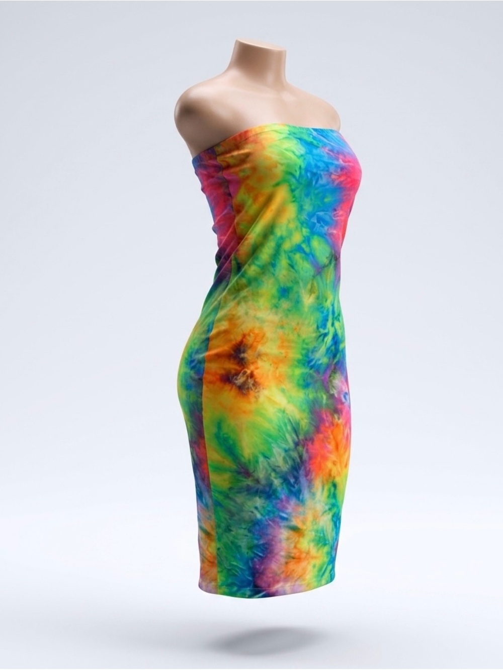 Strapless Tie-Dye Bodycon Dress - Bright Multi